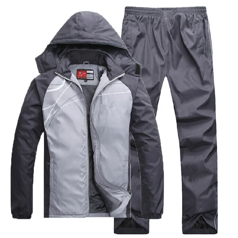 Thermal Sport Suit Men Sportswear Set Fleece Lining Winter Outdoor Workout Sportsuit Man Keep Warm Running Jogging Suits Male