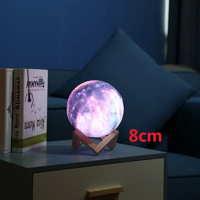 16 colors 8cm 16 цветов 3D принт звезда луна лампа красочные изменения сенсорный СВЕТОДИОДНЫЙ Ночник светильник лампа в форме планеты домашний декор креативный подарок вечерние принадлежности - Испускаемый цвет: 16 colors 8cm