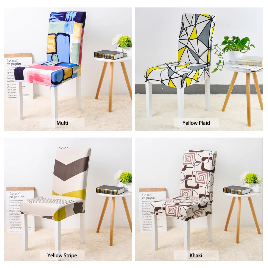Спандекс Чехол для стула для столовой Печатный Эластичный чехол для кресла для свадебной вечеринки для кухонного стула Чехлы эластичные F6 шт