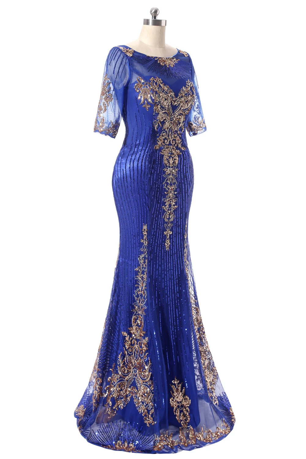 Элегантный в наличии Лидер продаж синий 2017 Платья вечерние блесток Кружева Тюль