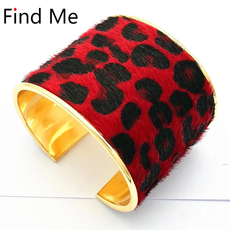 

Find Me Fashion Boho Vintage Leopard Grain Cuff Bracelet For Women Punk Color Leather Bracelets & Bangles Jewelry Wholesale