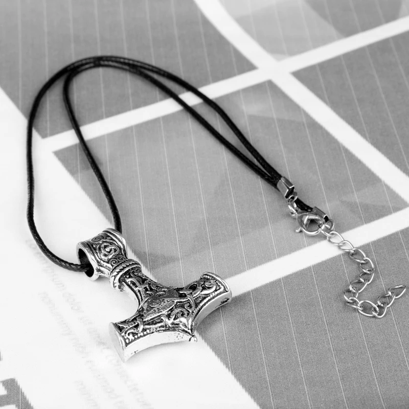 Ювелирные изделия викингов ожерелье с кулоном в виде молотка цепочка из кожаного