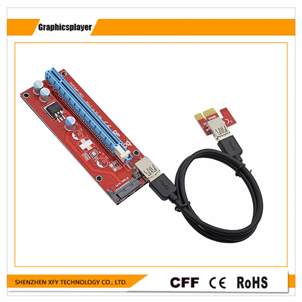 Оптовая продажа 60 см USB 3.0 PCIe Riser Card pci e Express 1x to16X Extender адаптер SATA 15pin Питание