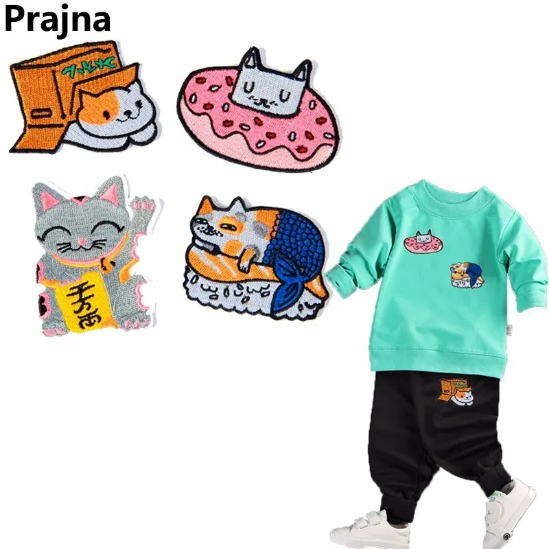 Prajna рождественские нашивки с животными кошками аппликация для шитья вышивкой