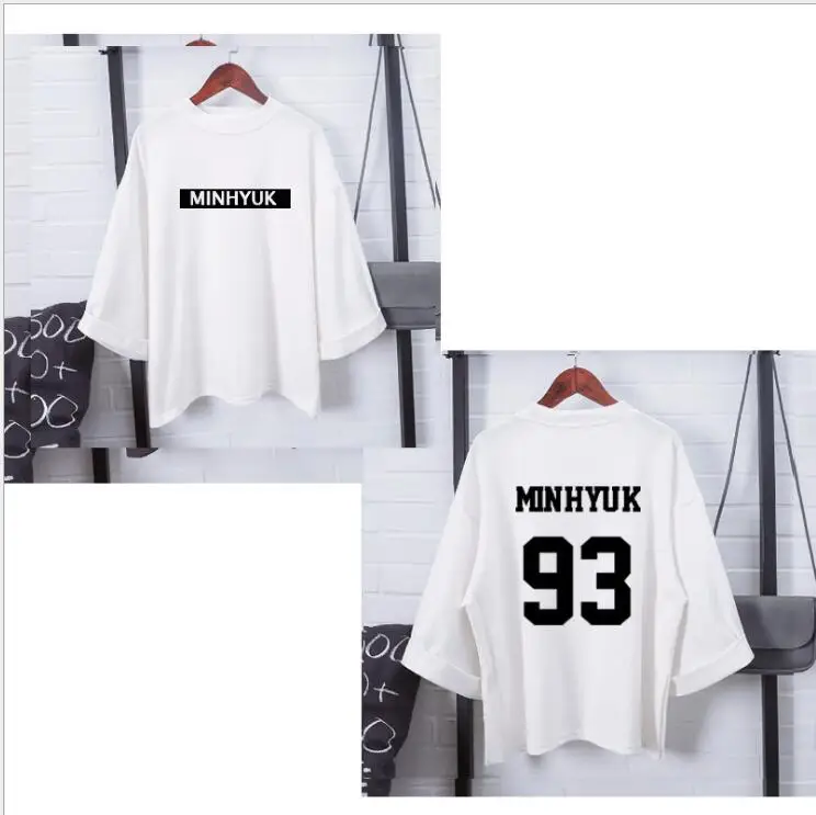 Новинка, kpop Monsta X, образец цветка, для подростков, тот же пункт, Корейская версия, широкий рукав, средний рукав, женский хит s - Цвет: 17