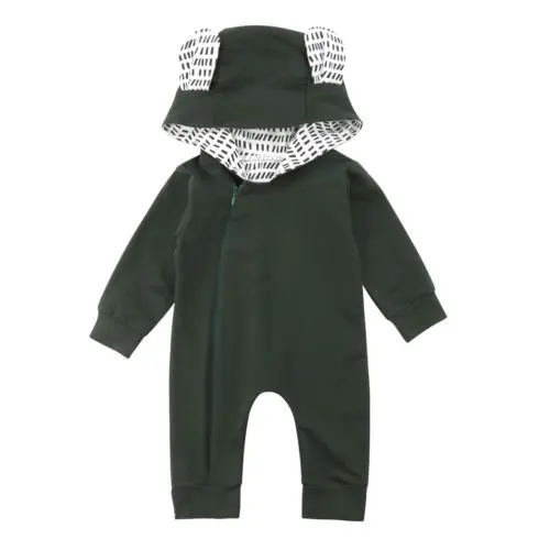 Детский комбинезон на молнии с капюшоном и длинным рукавом осень/зиму|Песочники