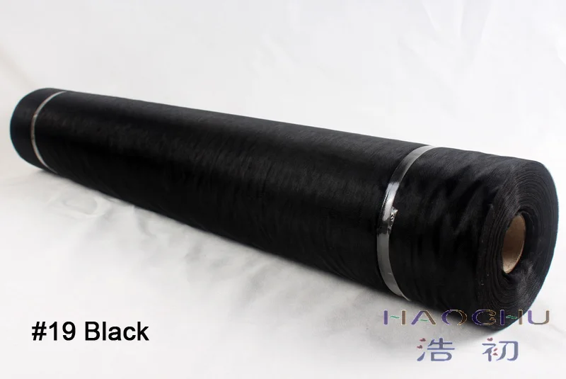 Haochu 50 м x 150 см Свадебный декор прозрачная органза Ткань Узкие скатерти эскалатор украшения лестницы тюль ролл Casamento банкет сувениры - Цвет: black