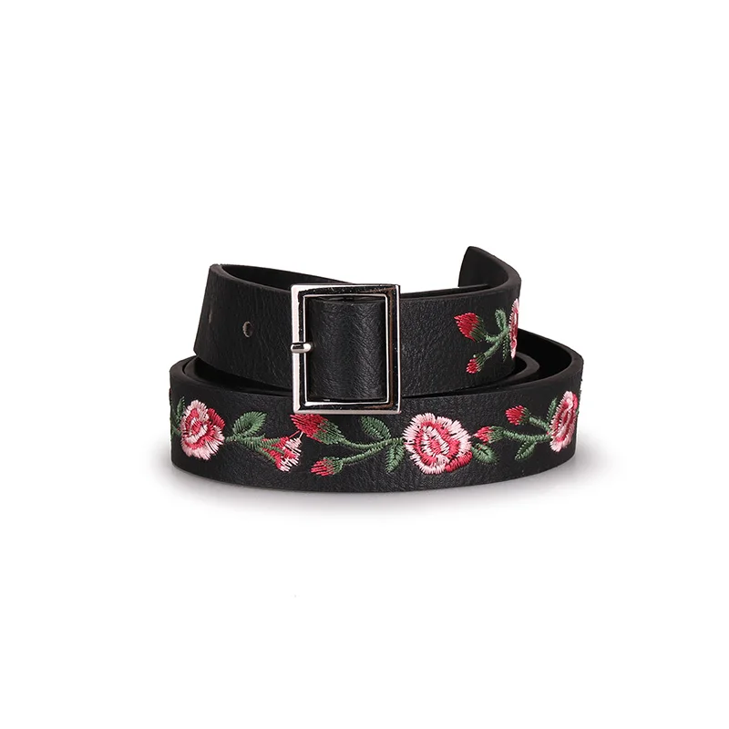Женский ремень Angry Snake модный с вышивкой милый узкий в этническом стиле цветами |