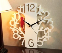 wall clock personality quiet art fashion creative living room large digital woodpeckers