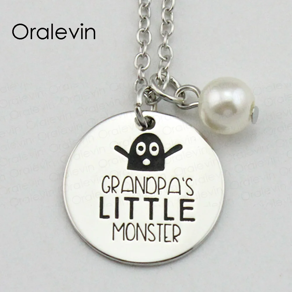 Вдохновляющие Подвески GRANDPA'S LITTLE MONSTER ручной штамп с гравировкой на заказ