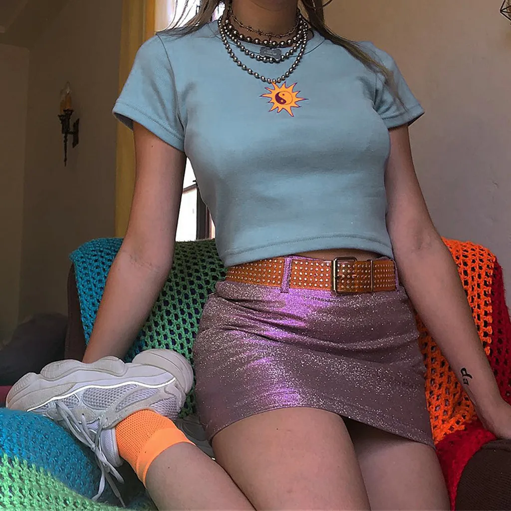 Модные женские туфли с круглым вырезом короткий рукав &quotмаленькое солнце&quot