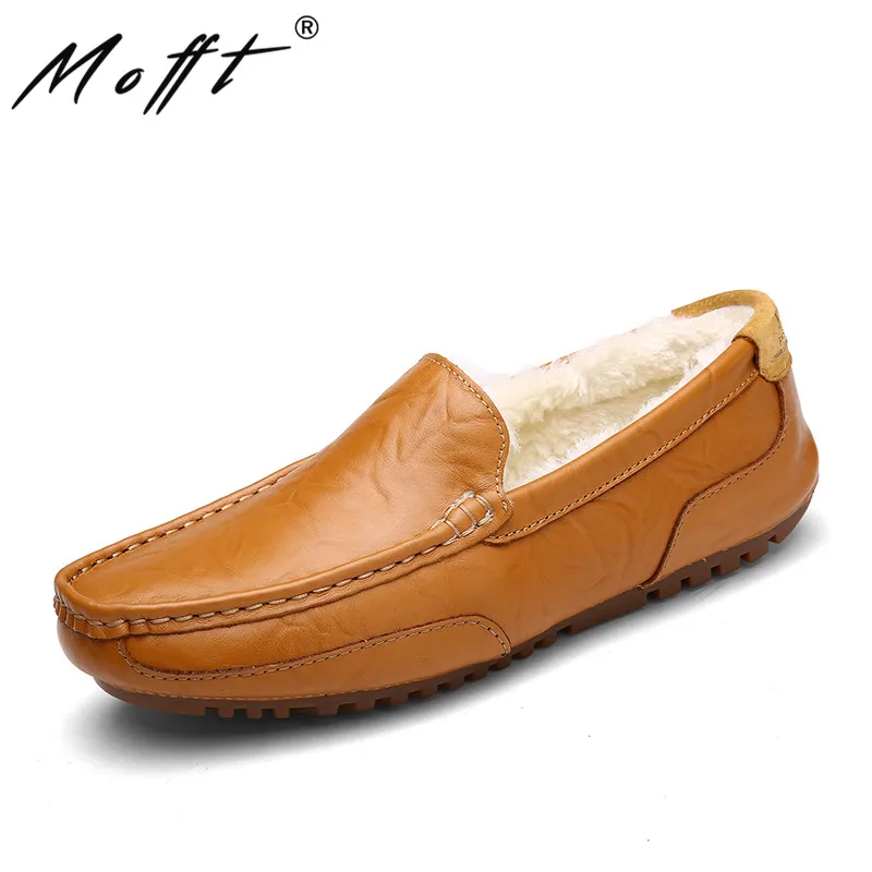 Winter Men Loafers Slip on Leather Casual Shoes Plus Fur Warm Driving Soft Moccasins Brand Flats | Обувь