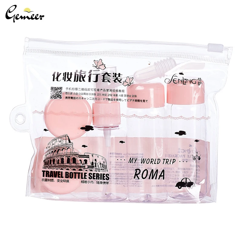 Gemeer 7pc/Set Travel Cosmetics Split Bottle Set Transparent Empty Spray Make Up Container Accessories | Багаж и сумки