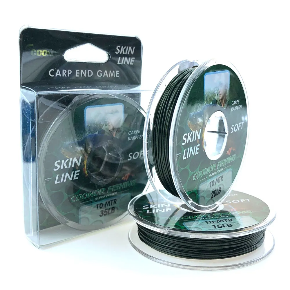 10m Carp fishing line green Coated Braid HookLink lead core leader for hair rigs quick sinking skin 15LB 25LB 35LB | Спорт и