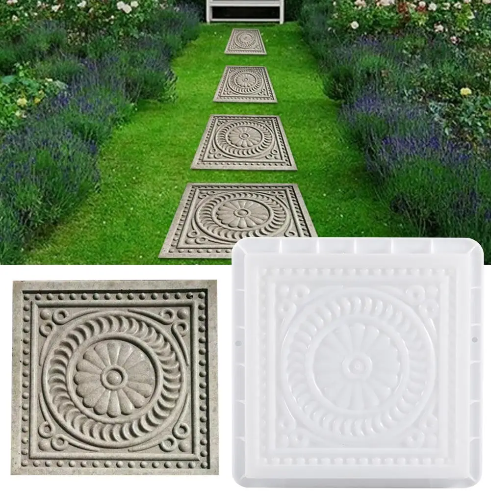 

Square DIY Paving Mould Plastic Simulation Concrete Brick Landscape Pedal Stone Garden Making Tools Path Mold Garden Decoration