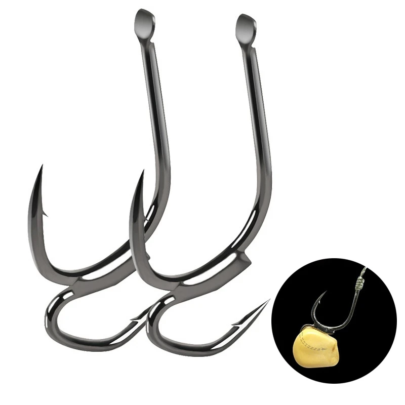 

10pcs/set High-carbon Steel hooks Two Strength Tip Sharp Fighting Fishing Hook With Barbed Fish Gear For Fishing