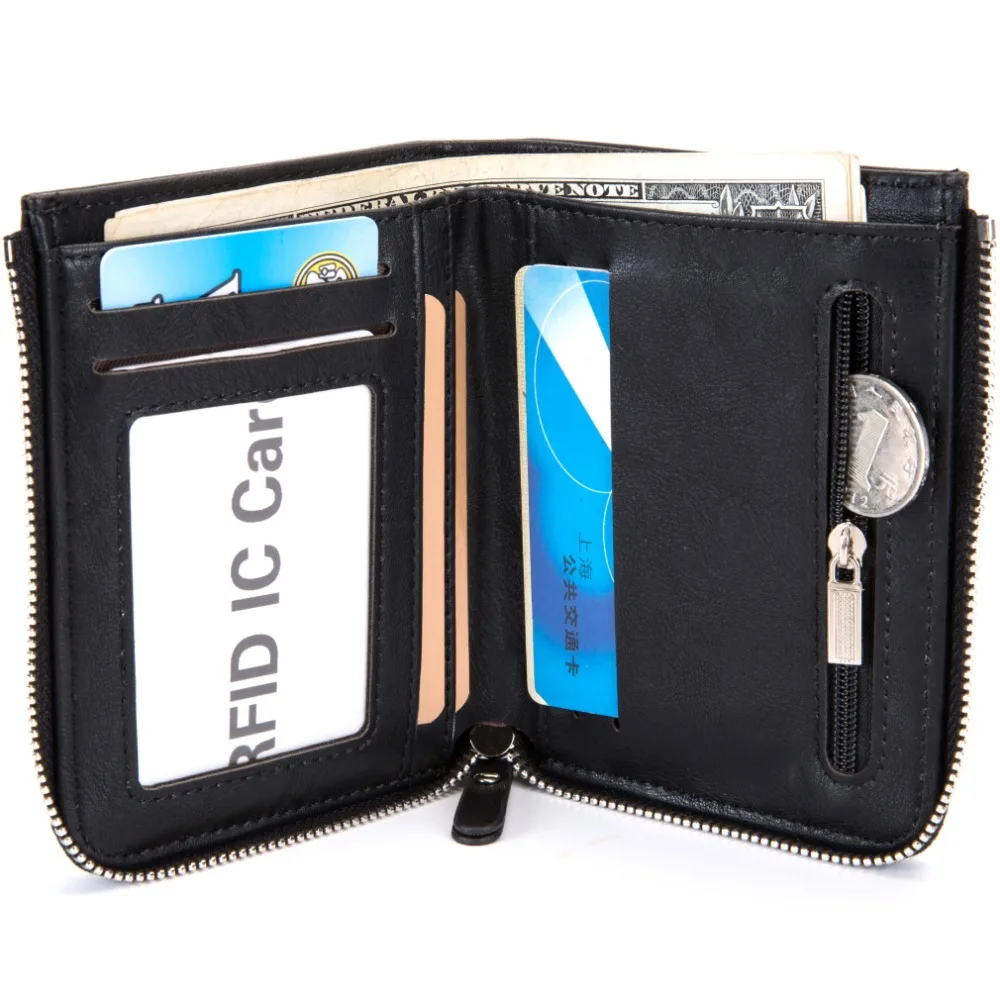 Кошелек мужской на молнии с защитой от кражи и RFID защитой|Мужские кошельки| |