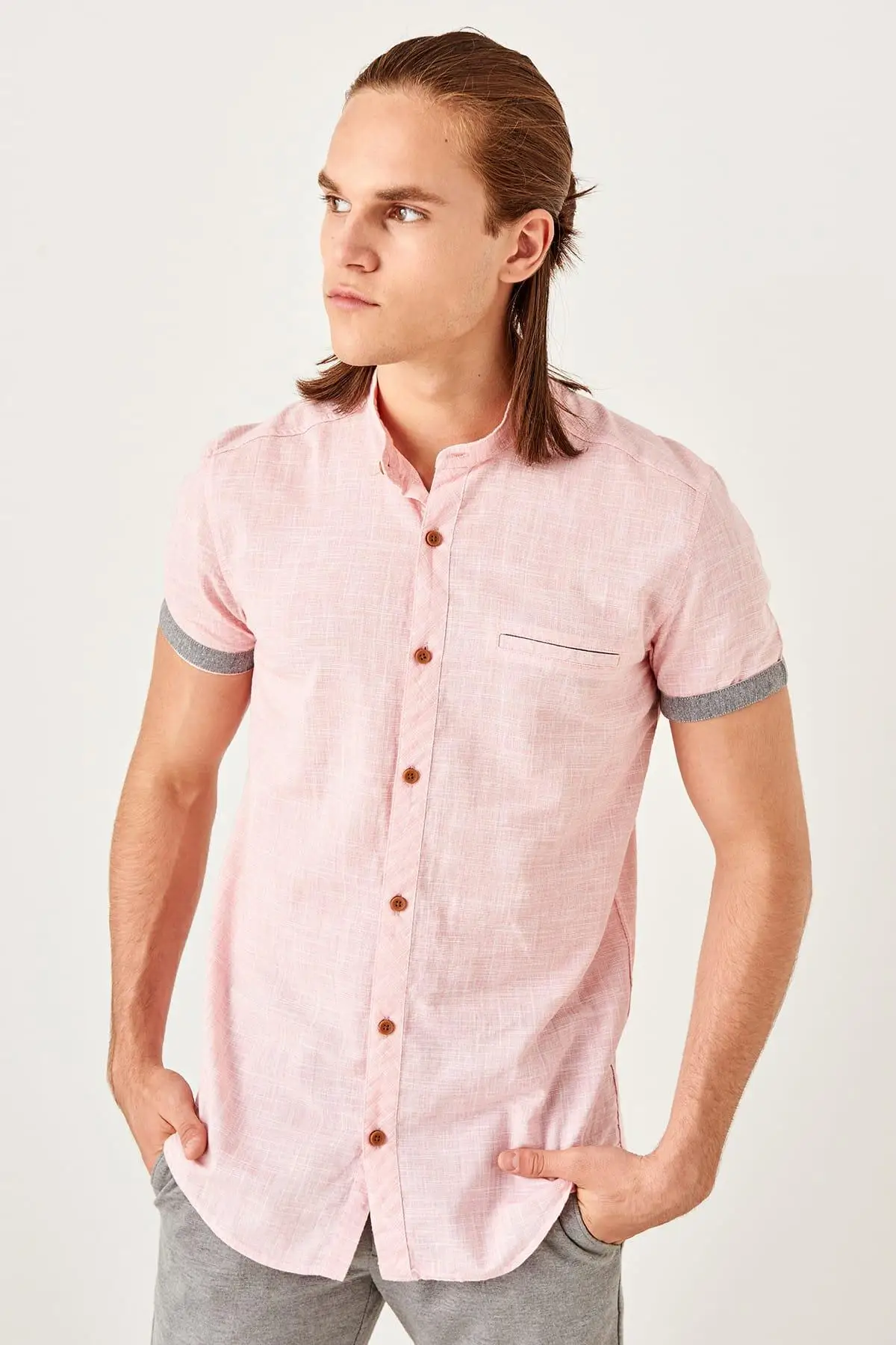 Trendyol коралловый мужской короткий рукав филе мобильный рубашка TMNSS19RS0053 |