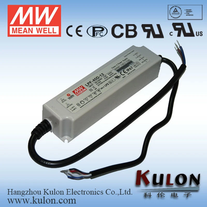 

Оригинальный Meanwell LPF-40D-42 40,32 W 0.96A 42В светодиодный Питание водонепроницаемый IP67 с PFC для светодиодный освещение 3 в 1 затемнения БП