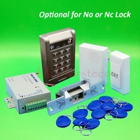 diy complete 125khz rfid keypad door access control system no nc electric strike lock power supplyexit buttonkeyfobs