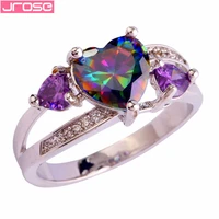 jrose wholesale mystic heart purple rainbow white cz silver color rings for women size 6 7 8 9 10 love nice gift