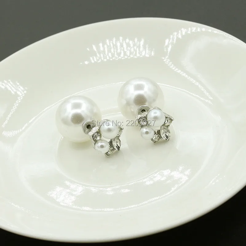 Korean Fashion Imitation Pearl Flower Crystal Wedding Stud Earrings for Women Jewelry | Украшения и аксессуары