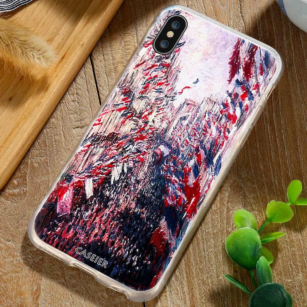 CASEIER 3D Releif Monet Painting Phone Case For iPhone 7 Plus Soft TPU Silicone Cases 5s 6 6s 8 X Fundas Capinha |