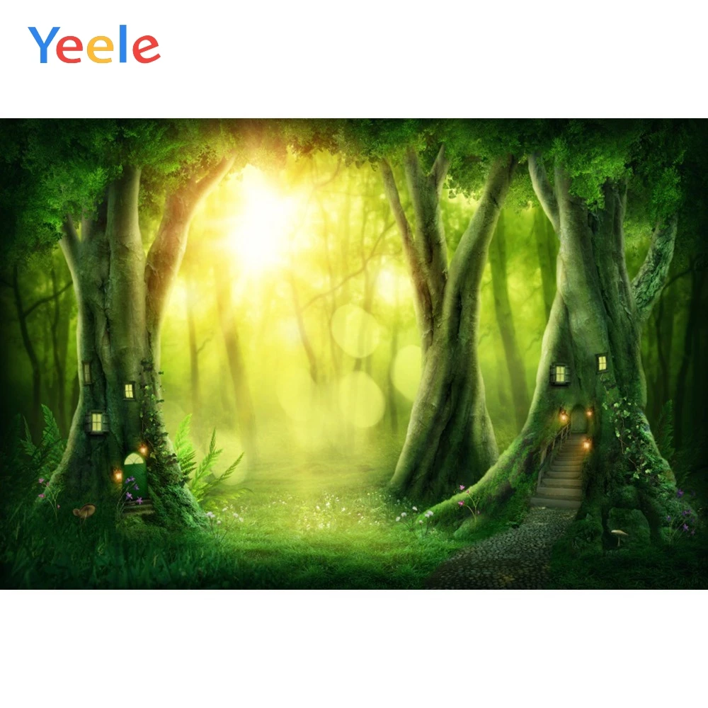 Фоны для фотосъемки Yeele джунгли деревья дом солнечный свет луг детская комната