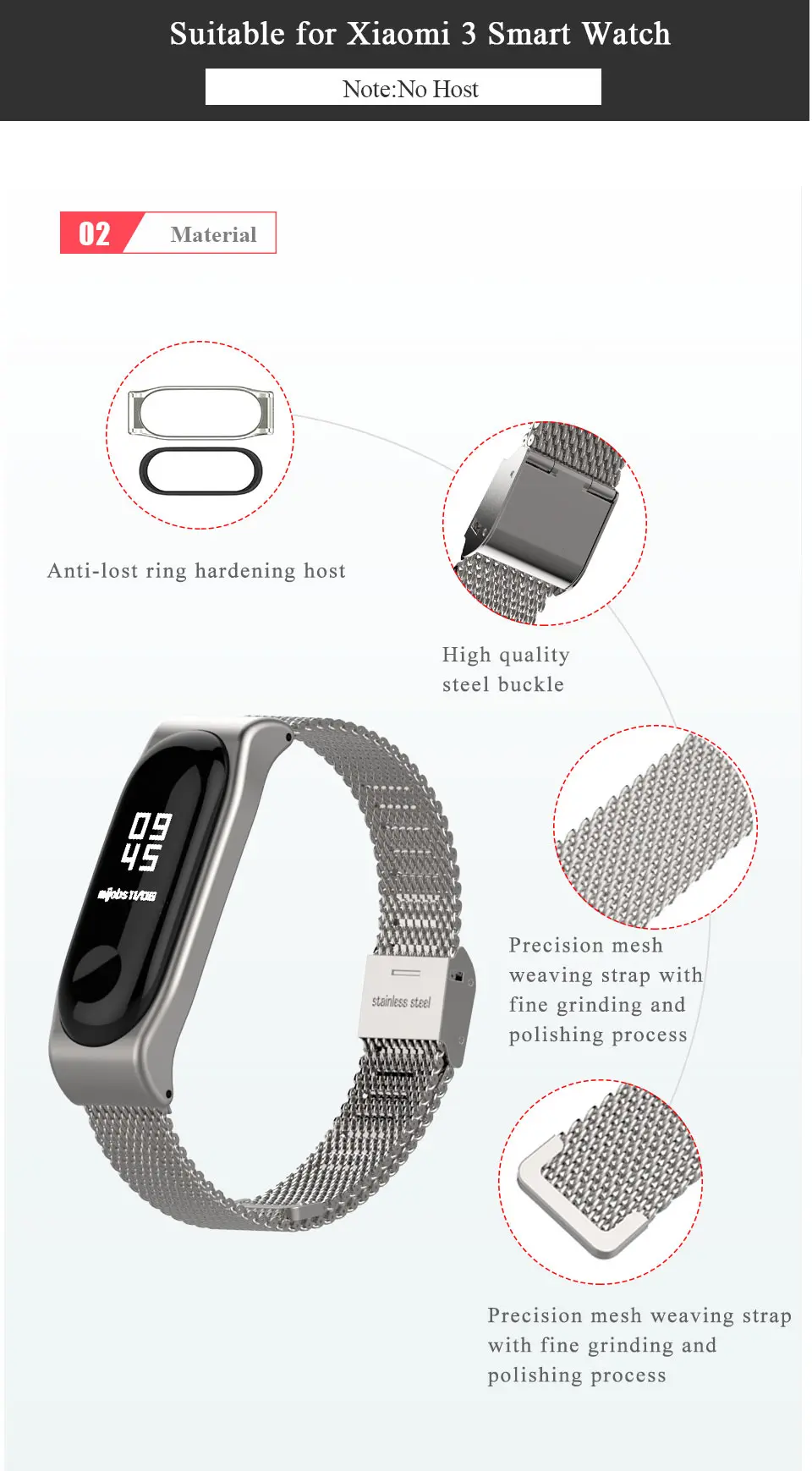 Для Xiaomi mi Band 3 металлические ремешки mi lanese классический ремешок для mi band 3 Безвинтовой браслет из нержавеющей стали для mi Band 3