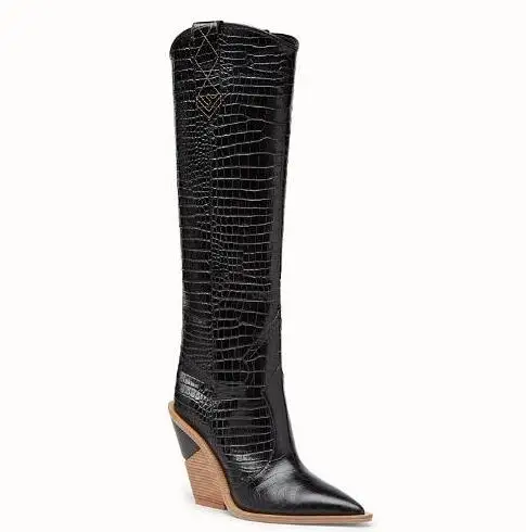 Moraima Snc/Женская обувь кожаные ботильоны на танкетке пикантные Подиумные ботинки с