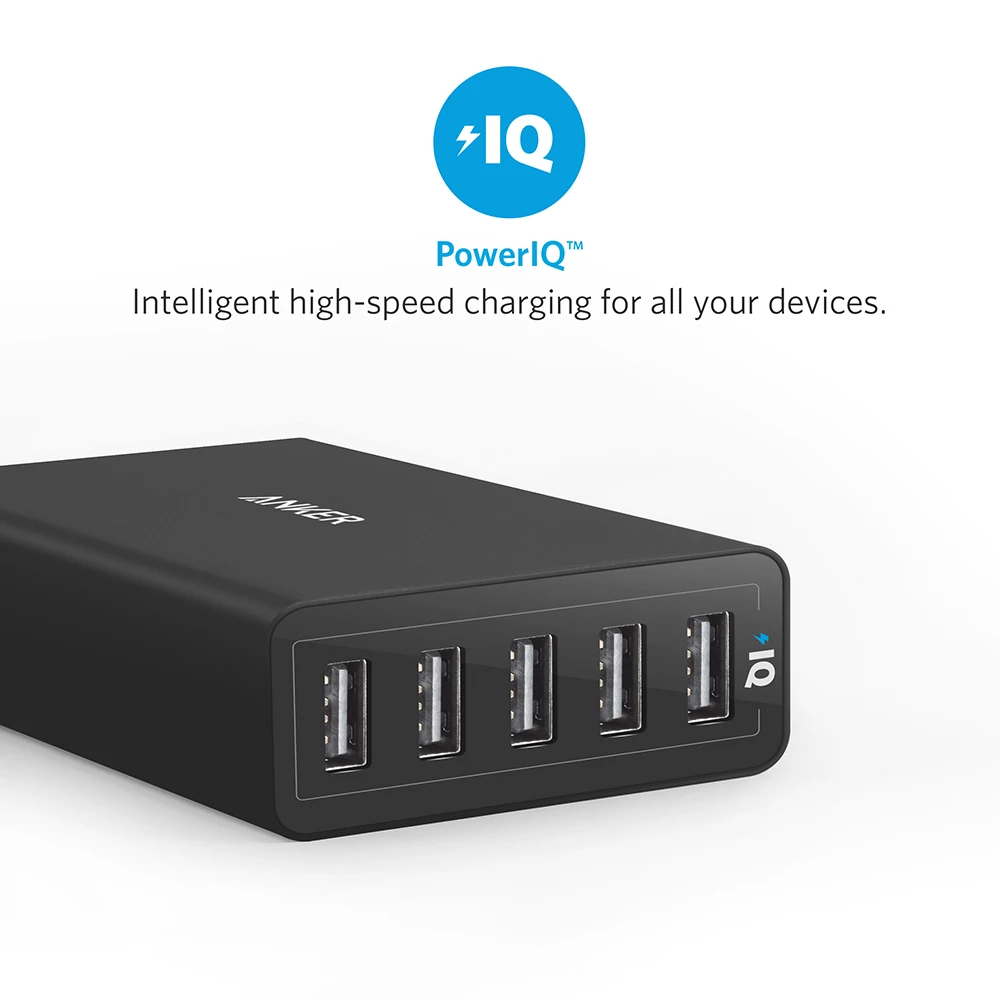 Anker 40 Вт 5 Порты и разъёмы USB Wall Зарядное устройство мощность для iPhone iPad Pro/Air Galaxy
