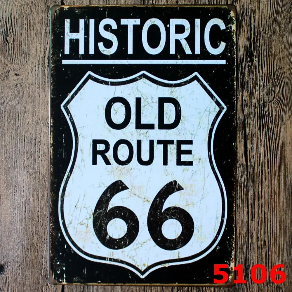 Металлическая табличка в винтажном стиле Black OLD ROUTE 66 американская настенная