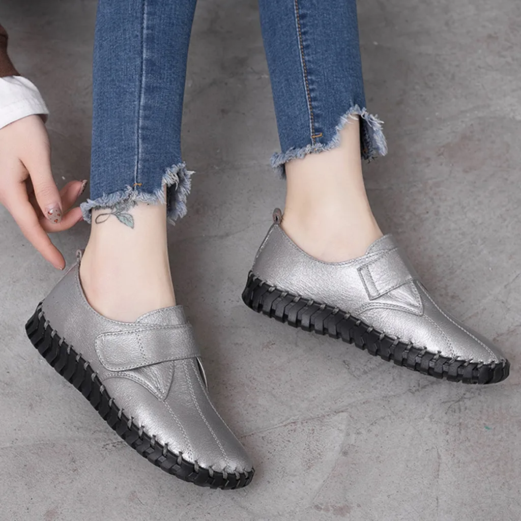 SAGACE Womens Casual Shoes Platform Old Color Soft Bottom Nostalgic Comfortable Flat Bottom Round Low-heeled Womens Casual Shoes