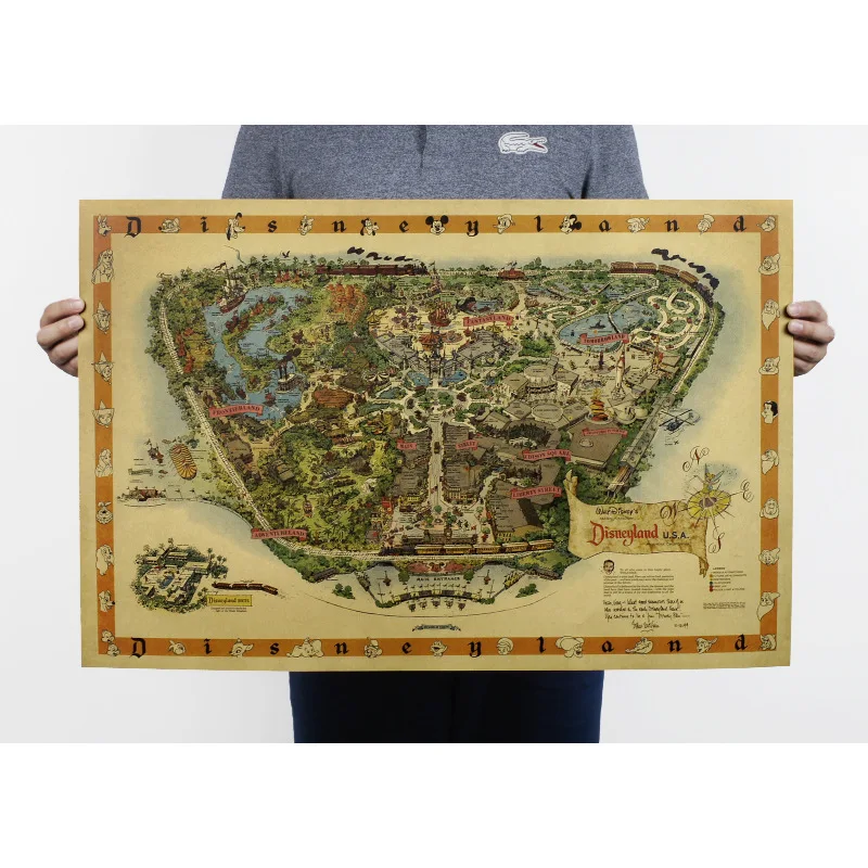 Настенная Наклейка ручной рисунок/карта Диснейленда/фото