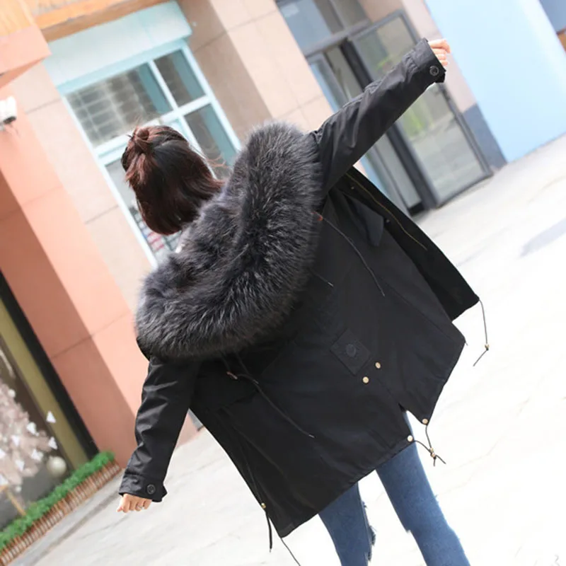 Женское меховое пальто парки для женщин зимнее длинное с большим воротником из