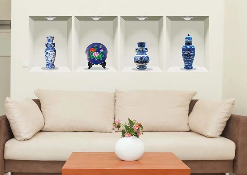 3D Наклейка на стену керамическая ваза Декор фрески наклейки искусство в