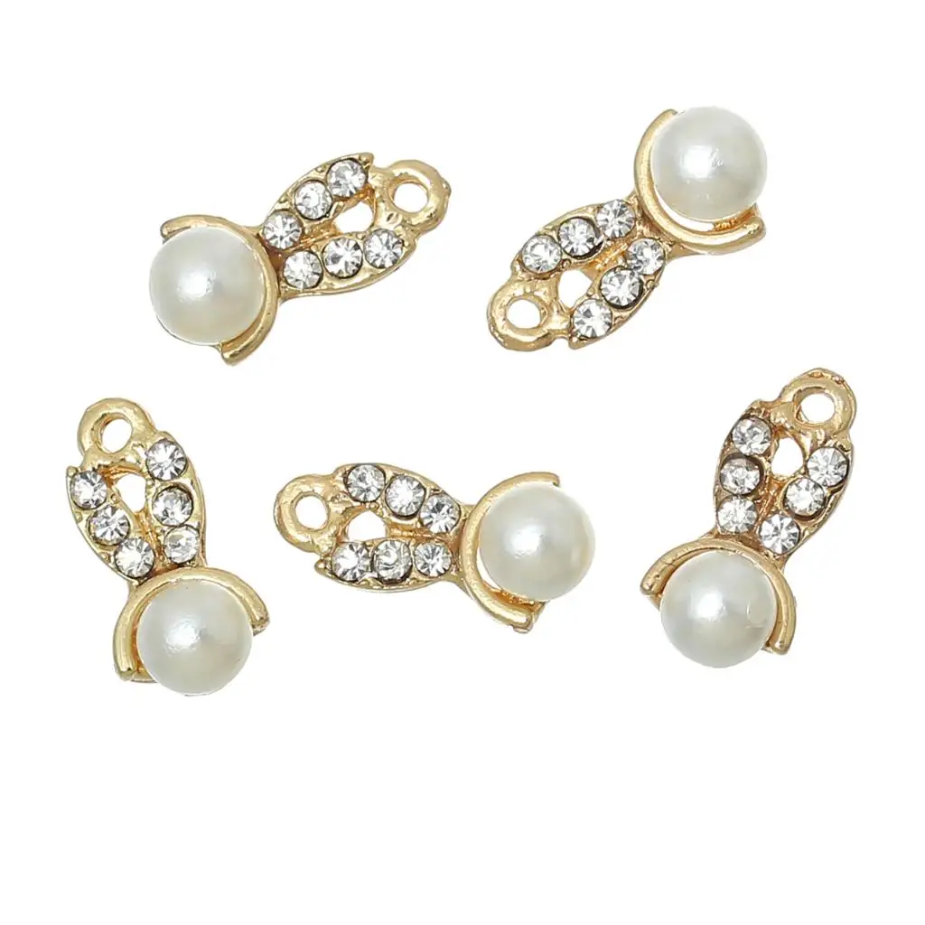 Очаровательные Подвески DoreenBeads из цинкового сплава кролик золотого цвета белые