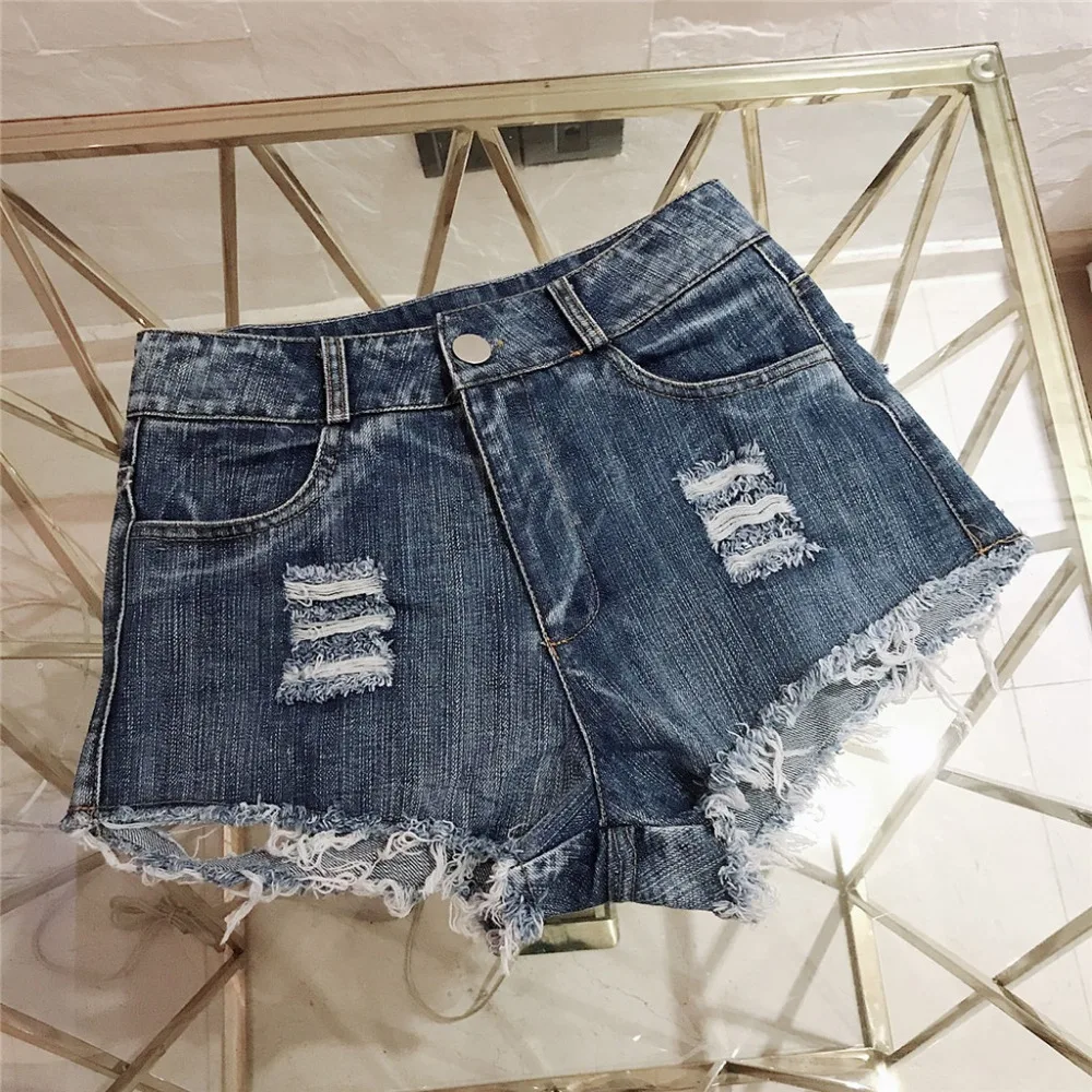 

Sexy Women Jeans High Waist denim shorts Pockets Mini Shorts Jeans Summer Hole decoration Sexy Hot Woman Denim Shorts Y621