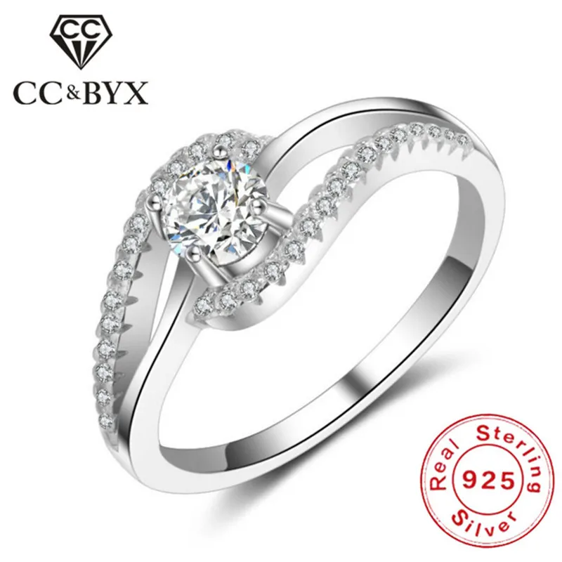 CC Bijouterie Classic Rings For Women Bridal Wedding Jewelry Engagement Ring Sterling S925 Silver Unique Anillos Mujer CC830