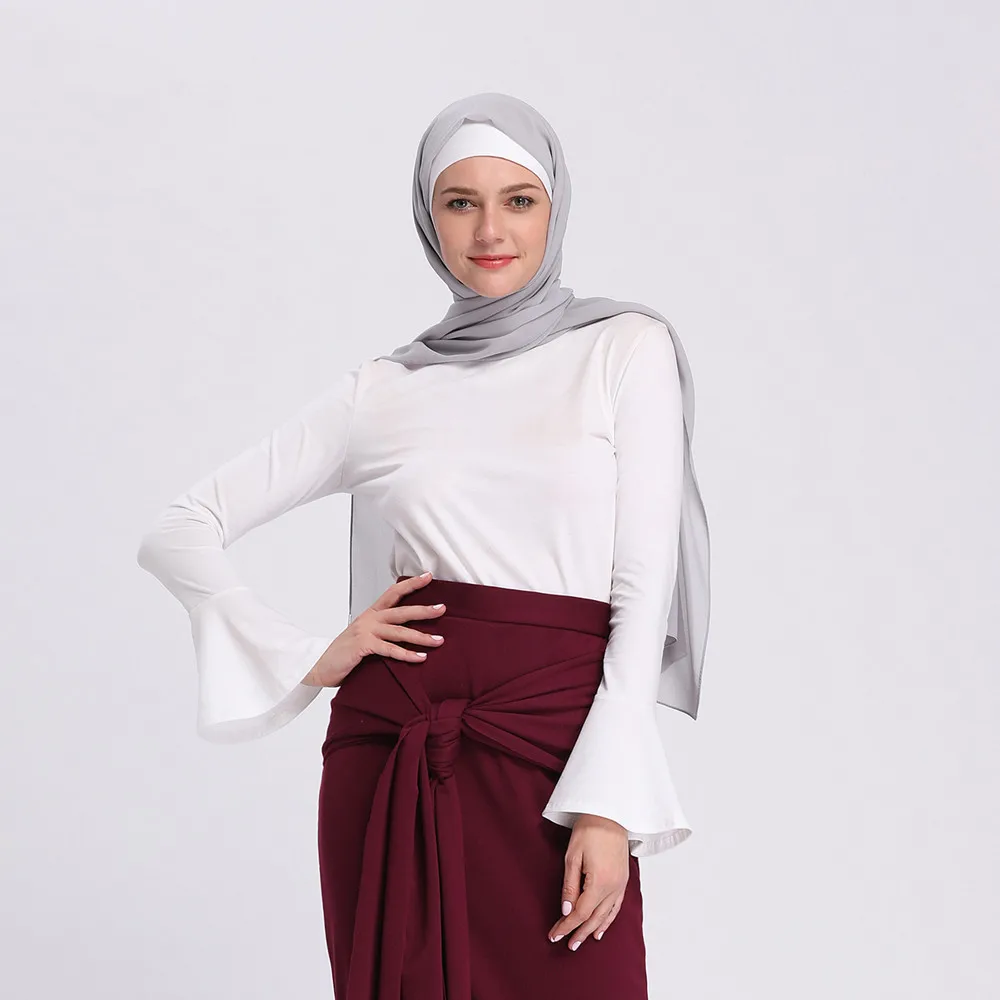 Мусульманские женские топы нижняя рубашка Abaya с длинным рукавом облегающая