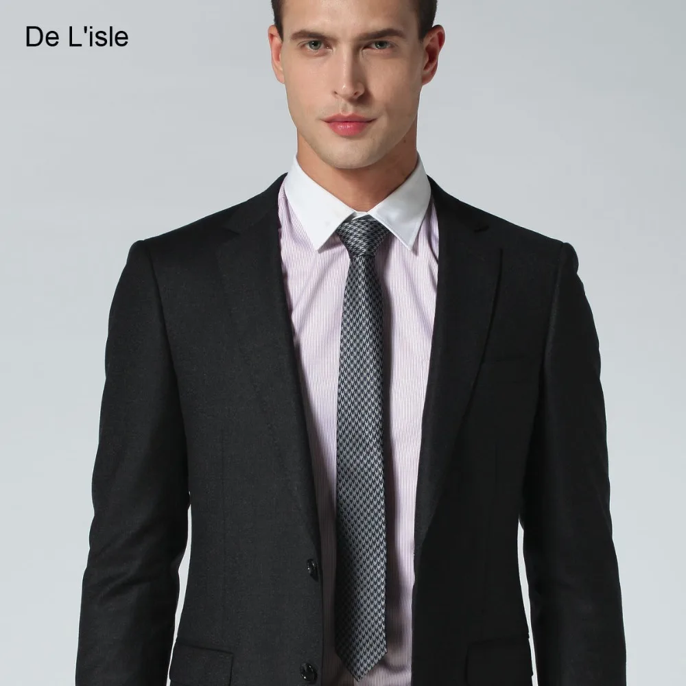 Brand New Fashion Designer Jacquard Houndstooth Skinny Slim Necktie Swallow Gird Narrow Tie Microfibre Nano Waterproof Men Gift |