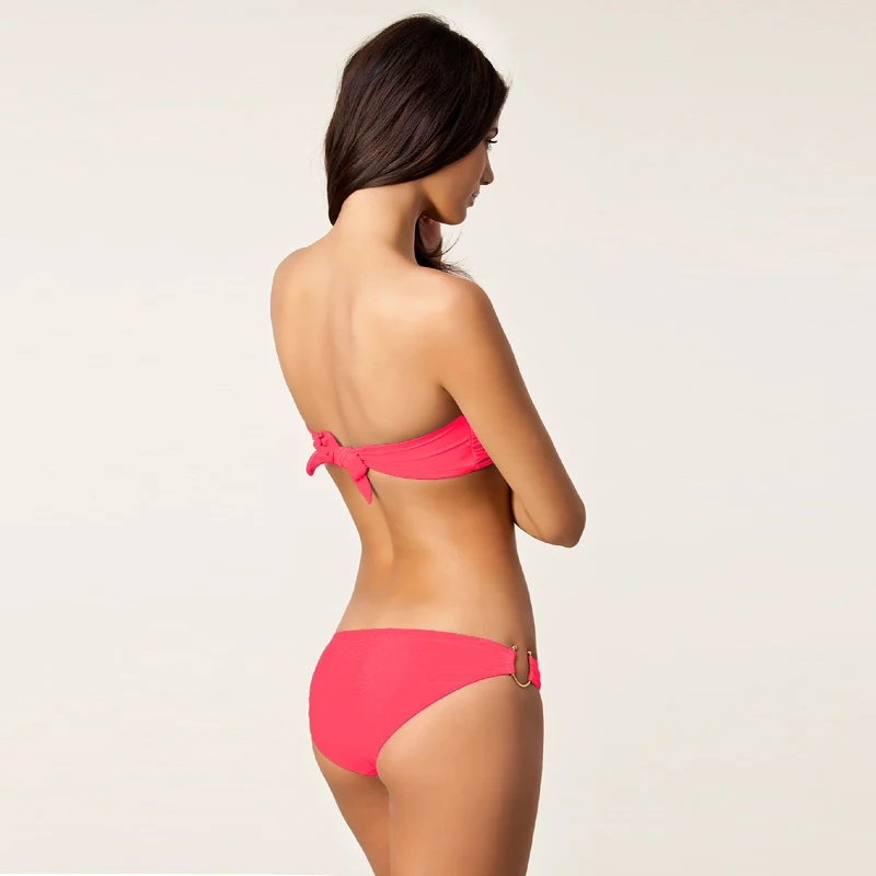 Популярный бандо Топ винтажный U Ringed пляжный бикини Набор Съемный пуш-ап мягкий