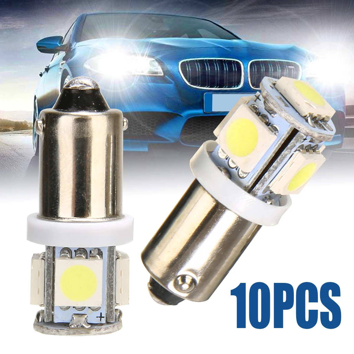 10 шт./лот T11 BA9S 5050 5-SMD светодиодная лампочка белого света для автомобиля 12 В лампа
