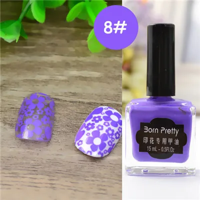 BORN PRETTY 15 мл/6 мл чистые цвета ногтей лак для стемпинга сладкий стиль стемпинг ногтей покрытие 72 Цвета Доступные лаки для ногтей - Цвет: 15ml Color 8