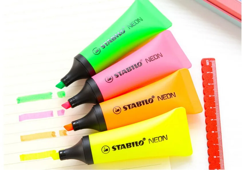 5 цветов Stabilo Neon 72 серия косой зубной пасты внешний вид маркер ручка хайлайтеры