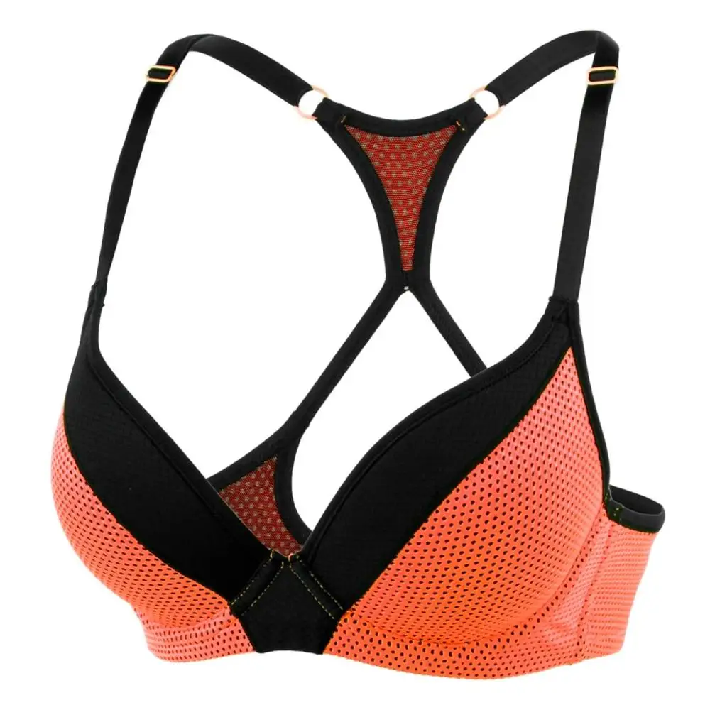 Women's Racerback Lift Comfort Mesh Underwire Foam Push Up Sports Bra