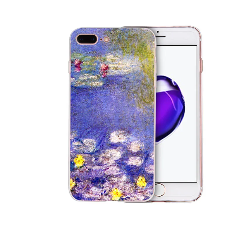 Мягкий чехол IMIDO Monet с рисунком водных лилий для телефона Iphone 5 5S SE 6 6S 6plus 6splus 7 8 7PLUS