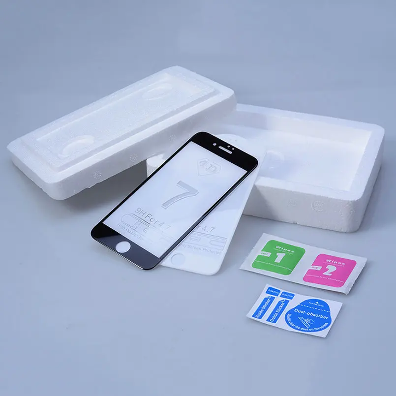 4D закаленное стекло для iPhone 7 6 6S Plus чехол с круглыми изогнутыми краями защитная