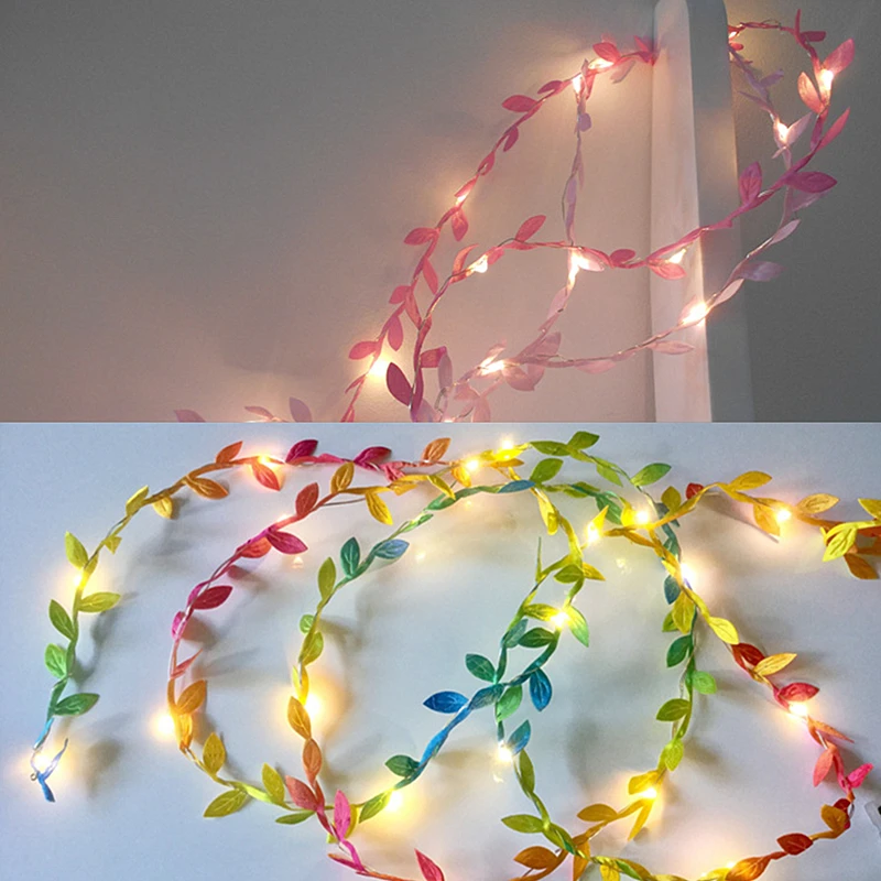 2m Leaf Vine String Lights Garlands Of Decorative LED Lamp Fairy Vase Christmas Outdoor Garden Decor Luminary | Лампы и освещение
