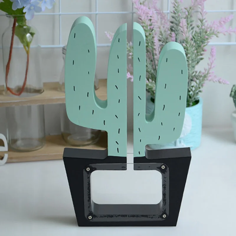 Cactus 3D деревянные украшения, копилка, монета, копилка, деревянный декор для детской комнаты, реквизит для фотосессии, подарок на день рождения, год - Цвет: Cactus